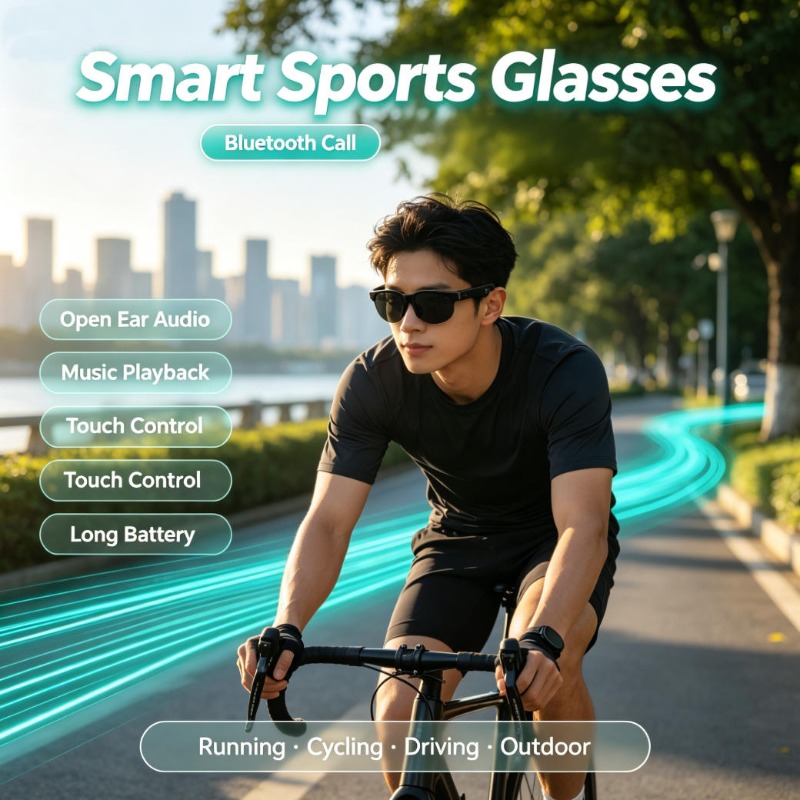 Audio With Music - Smart Sports Glasses Open Ear Audio