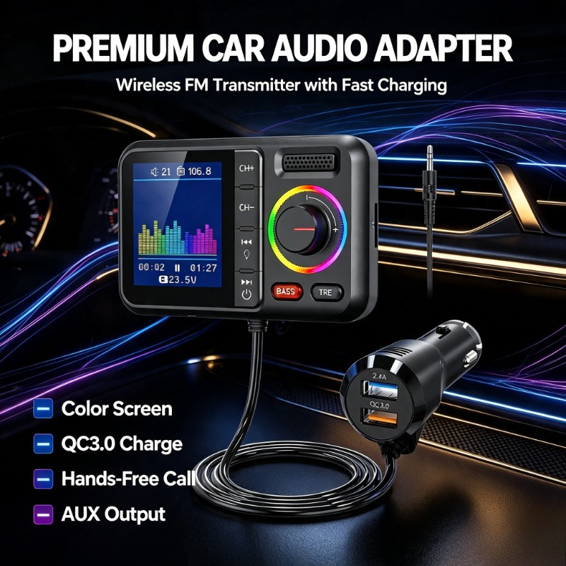 Audio Music File - Vehicle Wireless Audio Adapter, QC3.0 AUX