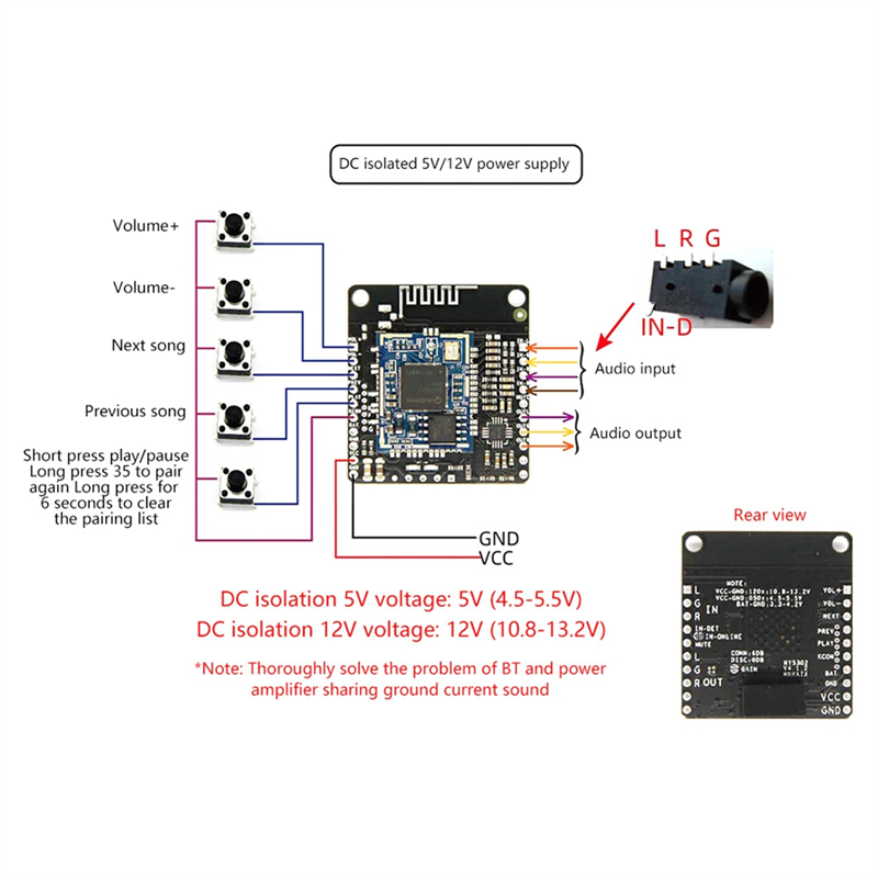 DC 5V/12V Bluetooth Music Modu - Audio Music Add 评论和价格